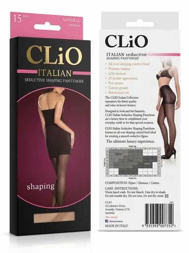 CliO Italian Seductive Shaping Pantyhose (15 Denier) in Natural Size Medium (Made in Italy)