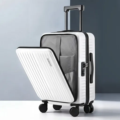 Wanderlite 20" Luggage Suitcase Front Pocket Travel Carry On Dual TSA White