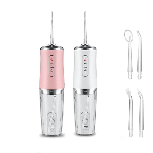 2pcs Water Dental Flosser Electric Water Cordless Cordless Teeth Cleaner for Home Travel -White and Pink