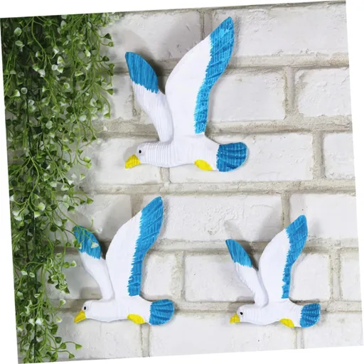 3pcs Resin Sea Birds Ornament Seagull Wall Art Seagull Wall Plaques for Beach Seagull Statue Figurines Seabird Wall Decoration