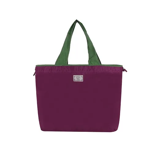 Ultra-Light Foldable Large Capacity Portable Shopping Bag with Drawstring Mouth - Purple - L