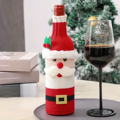 ChristmaWine Bottle Cover Christmas Decorations Old Man Reindeer Snowman Knitted Wine Bottle Cover Bottle Cover Champagne