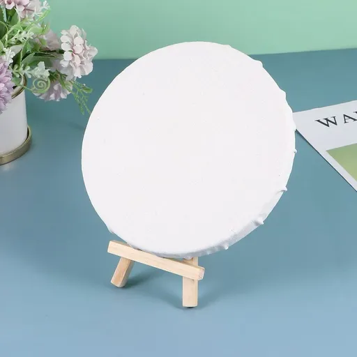 4Pcs Round Art Panels Canvas Frame Set White Suitable for Oils Acrylic Drawing