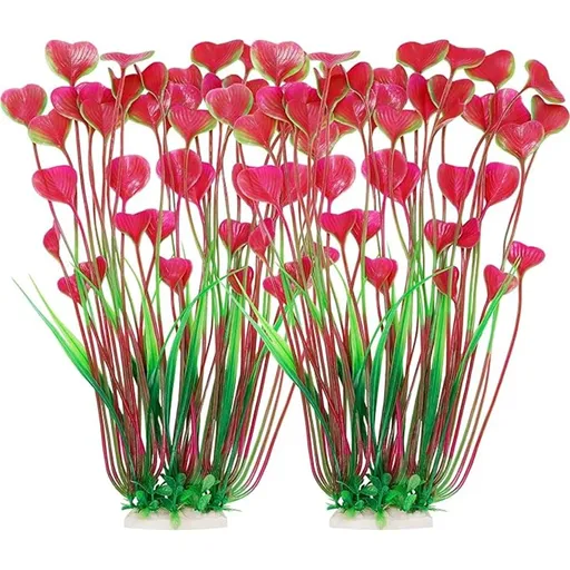 2pcs Grass Aquarium Fish Tank Landscape Plastic Water Grass Fish Tank Decoration Fake Water Grass Simulated Water Grass Ornament (Pink )