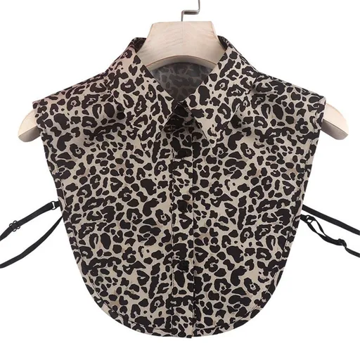 Mature Woman Leopard Print Faux Collar Half Shirt Detachable Blouse Working Suit Fake Collar（Big leopard print pointed collar）
