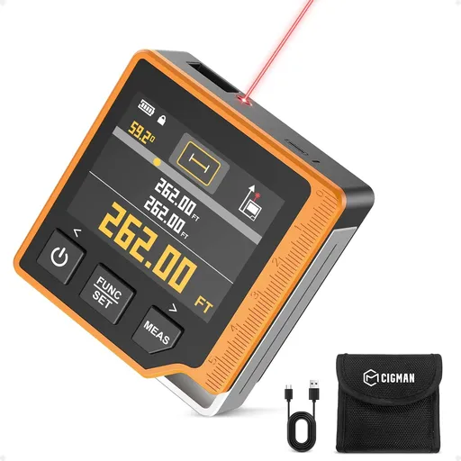 Laser Measuring Tool, 262ft Laser Measure with Digital Angle Finder & Level, Magnetic Rechargeable Laser Measurement Tool with 2.4'' Color Backlit Display, 6 Units, Length/Area/Volume/Pythagorean Mode