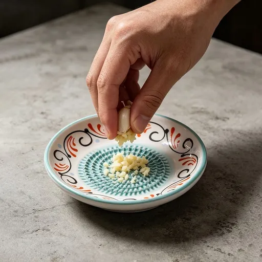 Ceramic Garlic Grater Plate, Ginger Grinder & Garlic Mincer with Raised Teeth, Multi-Function Manual Grater for Ginger, Vegetables, Fruit & Spices