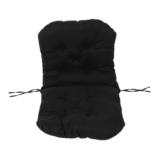 Rocking Chair Cushion Sun Proof Rain Proof Thick Tufted Rocking Chair Seat Pad with Ties for Indoor Outdoor Black