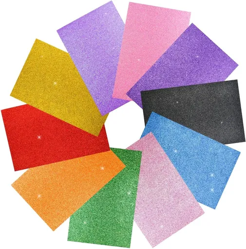 10 Pack Assorted Colors EVA Foam Sheets Glitter Paper for Craft DIY Cardstock Perfect Art Projects, Classroom Supplies, Cosplay, Party Decor, 2mm Thick (7.87 X 11.8 Inches)