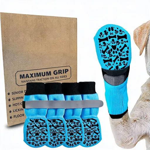 Dog Socks Outdoor Waterproof Non Slip Bone Style Cotton Blue bone style [high-end storage bag] Xs ultra-small sole about 4.5*12cm [recommended 10