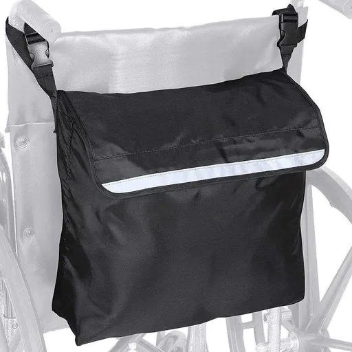 Medium Wheelchair Rear Storage Bag - Multi-Purpose Organizer Pouch for Walker Mobility Scooter - Durable Lightweight Carry Tote - Black