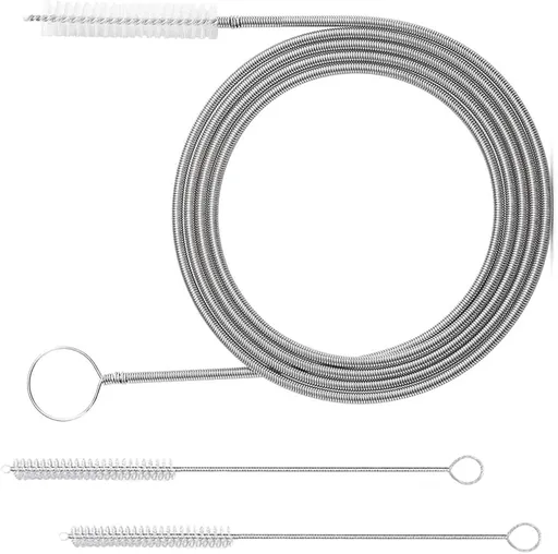 60 Inch Long Drain Wire Brush Hose Flexible Feeding Tube Pipe Cleaning Brush - Nylon Stainless Steel Auto Sunroof Drain Cleaning Tool & 2 Slim Straw Cleaning Brush for Cars, Fridges