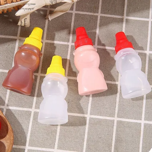 4Pcs Small Sauce Containers Assorted Colors Reusable Soft Squeeze Bottles for Salad Dressing
