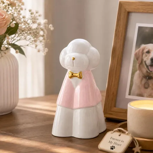 Glazed Ceramic Memorial Urn for Pets, A Sealed Display Holder with Home Shelf Placement and Quiet Remembrance Accent - Pink - Size 20.5*12.5cm