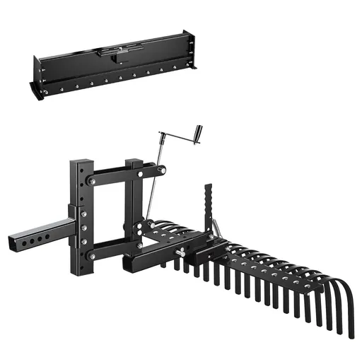 106.7cm Tow Behind Landscape Rake, 3-Point Lawn Rock Rake with Blade & Lift Lever, Fit Category 1 ATVs UTVs Lawn Tractors, Heavy Duty Dethatcher Rake for Debris Leaves Thatch