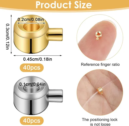 80Pcs Round Crimp Bead Covers,Gold and Silver Crimping Beads,Crimps Beads for Jewelry Making DIY Bracelet,Necklace Ends