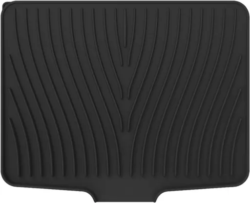 Silicone Dish Drying Mat With Built In Drain, Non Slip Heat Resistant Drainer For Kitchen Countertop, Black, 40 x 33 cm