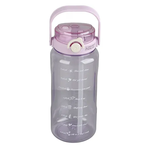 Large Water Bottle 2 Drinking Methods PC PP Material Clear Scale Portable Matte Large Water Jug with Straw for FitnessPurple 1500ml