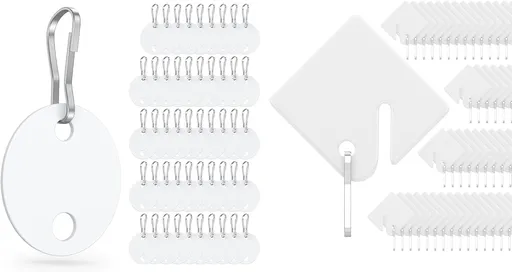 50 Pcs Key Tags 1 Inch Plastic Key Chain Tags and 50 Pcs Rack Key Tags 1.5 Inch Slotted Tags with Metal Snap Hooks Double-Sided Writable White Tags Sturdy Key Item Identifiers for Home Office