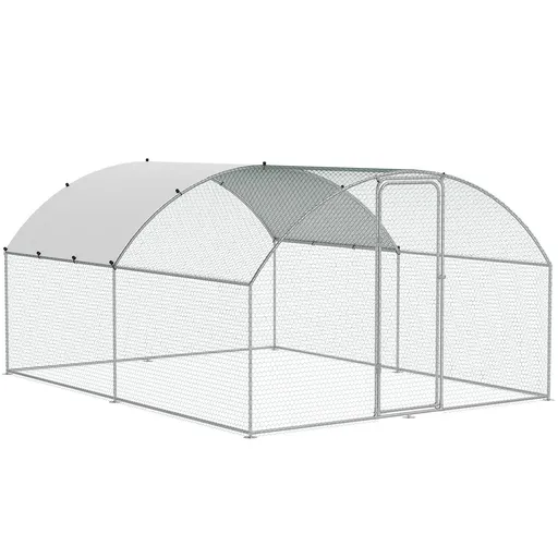 Large Metal Chicken Coop, 9.8x12.9x6.5 ft Walk in Chicken Run for Yard with Waterproof Cover, Doom Roof Hen House with Security Lock for Outdoor and Backyard, Farm, Duck Rabbit Cage Poultry Pen