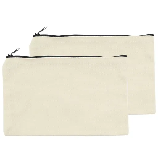 2pcs Canvas Bags,Pencil Case,Makeup Bag,Blank Zipper Pencil Pouch for School Supplies,Office Supplies,Home,DIY,Cosmetic Bag