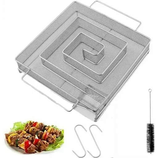 Cold Smoke Generator, Stainless Steel Spiral Smoker Maze for Wood Chips, Gas and Charcoal Grills, Silver, 15 x 15 x 4 cm