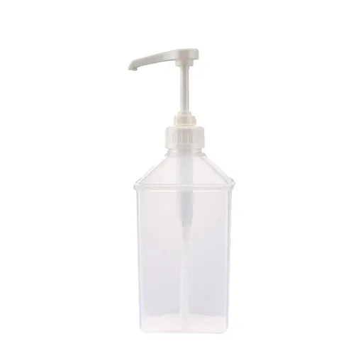 1100ml Pump Bottle, 11.4x3.5in Syrup Dispenser with Scale, Quantitative Hand Press Liquid Container for Kitchen Coffee Bar