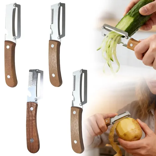 Multifunctional Peeler Set 4 Pieces Stainless Steel Blades Vegetable and Fruit Peelers with Ergonomic Handles Kitchen Tools for Potatoes Carrots and Apples