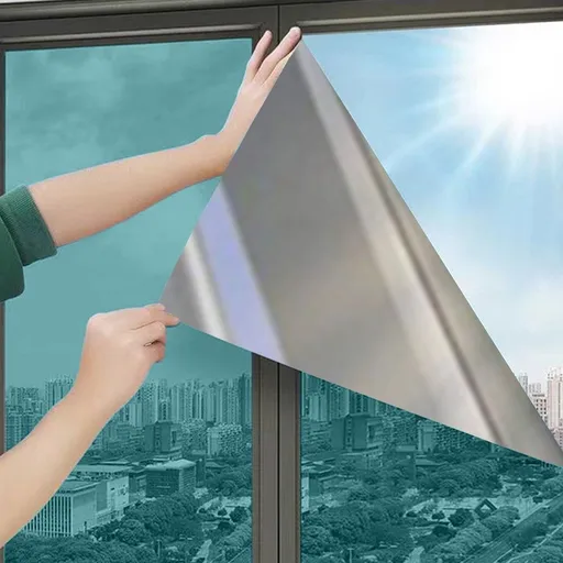 Privacy Window Film Sun Blocking Heat Control,Reflective Static Cling Window Tint for Home Office,See Out Not In,Decorative Stickers for Doors Windows,Blackout Explosion-Proof(19.68*39.37Inch)