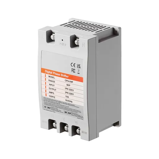 3 Phase Converter - 5HP 15A 220V Single Phase to 3 Phase Converter, Digital Phase Shifter for Residential and Light Commercial Use, 220V Input/Output (One Converter for One Motor Only)