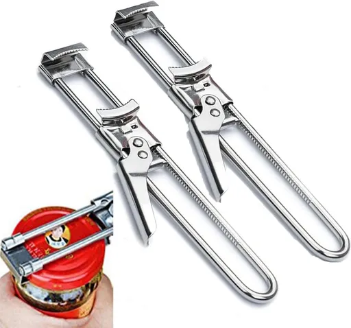 2 Piece Adjustable Stainless Steel Jar Opener, 1 to 5 Inch
