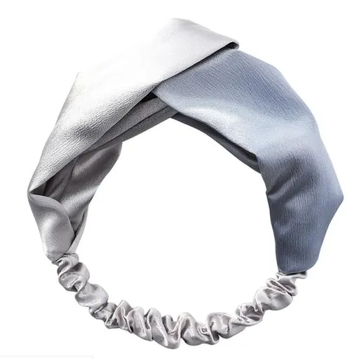 Women Chiffon Floral Print Headband Fashion Bohemian Elastic Cross Hair Bands - Blue+Grey