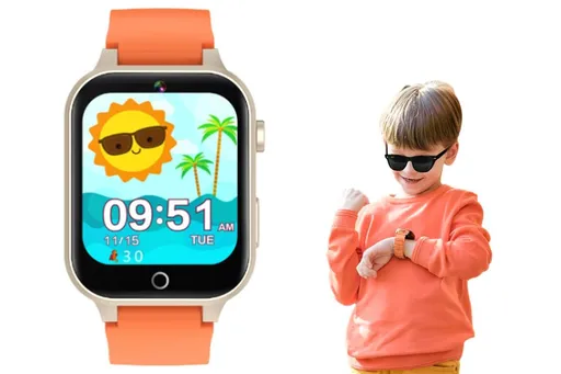 Kids Smart Watch Touch Screen Elastic Strap Smartwatch With Video Camera Pedometer-Orange