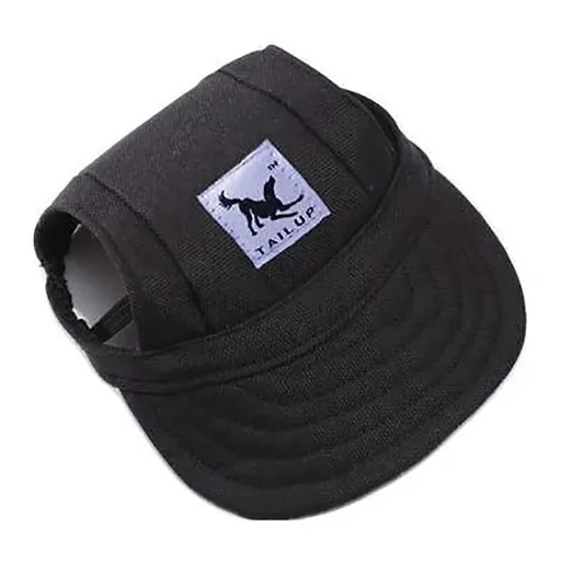 Dog Baseball Cap Outdoor Pet Sun Hat Summer Canvas Visor Puppy M Size - Black