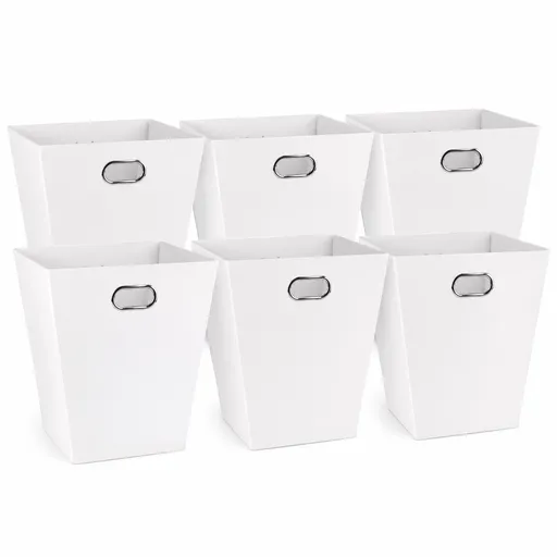 6x Italplast Eazi Fold 12-Litre Office Waste Rubbish Recycling Bin in White