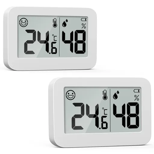 2-Pack Mini Hygrometer Indoor Thermometer, Humidity Gauge with ℃/℉ Switch, Humidity Meter Digital Temperature Monitor for Greenhouse Babyroom Cellar Reptile Incubator Closet