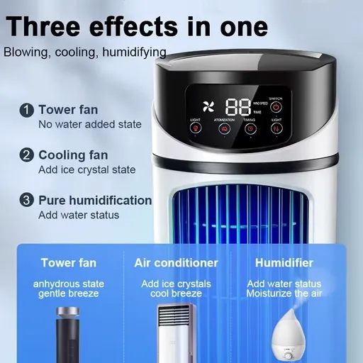 USB portable air conditioner humidifier - 6-speed adjustment, ultra-quiet 25 decibels, mini air conditioner for home, office and dormitory, 6-hour timer, festival gift, suitable for use in home, office and dormitory