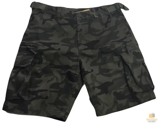 Deluxe Heavy Duty CARGO SHORTS 100% COTTON Drill Summer Work Adjustable - Dark Camouflage - 32""