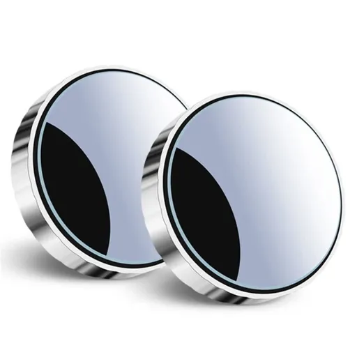 2 pairs Adjustable large Round Stick-on Convex Spot Mirror, big HD Glass Convex Rear View Mirror,Strong Adhesive Blind Spot Mirror for Car, Van, SUV and Trucks (5.5cm), Silver frame)