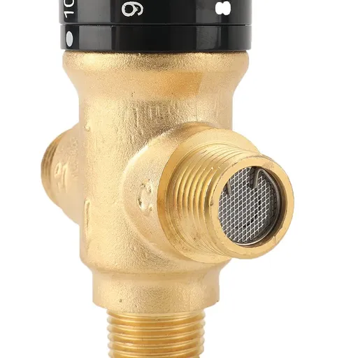 Thermostatic Mixing Valve, Temperature Constant Control Valve, Fahrenheit Scale Mark, Solid Brass- Golden