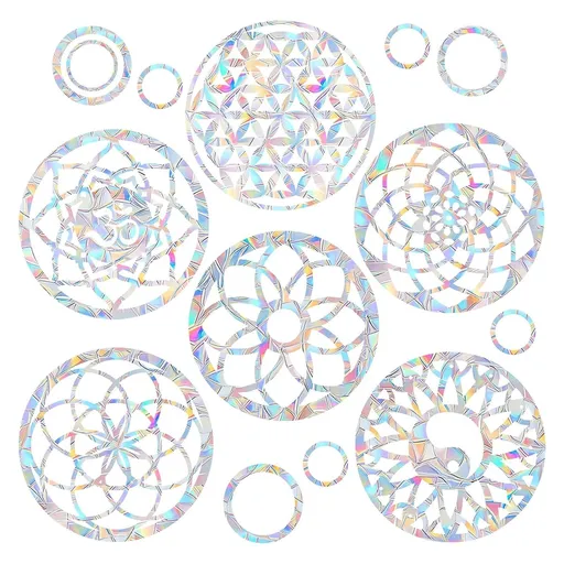 18PCS Mandala Window Clings Anti-Collision Window Decals to Save Birds from Window Collisions,Window Clings Rainbow Stickers