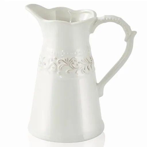 White Ceramic Pitcher Vase, Flower Vase Pitcher,Farmhouse Vase for Home Decor, 8.5inch Jug Vase. for Home Decoration