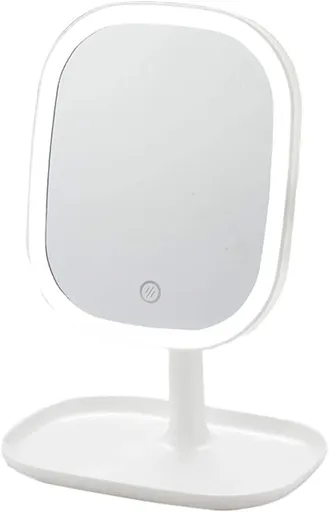 LED Makeup Mirror Rechargeable with Touch Control 3 Colors Dimmable 360 Adjustable, White