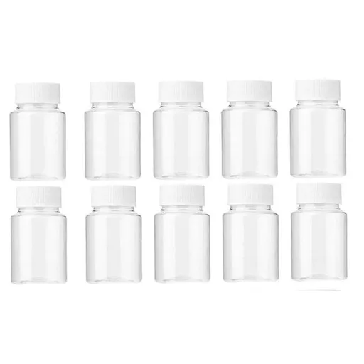 12 Pcs Clear Pill Bottle with Lid, Plastic Pill Container Liquid Solid Powder Medicine, 30ml
