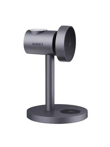 AUKEY MagFusion Qi2 15W 3-in-1 Wireless Charging Station for iPhone, Apple Watch & AirPods – LC-MC311