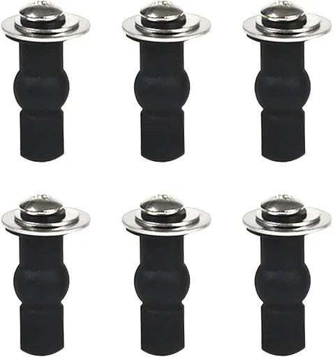 6 Pack Universal Toilet Seat Hinges Screw, Blind Hole fixings Expanding Rubber Top Fix Nuts Screws for Top Mounting Toilet Seat Hinges-3 Pairs (with One Expandable Ball)