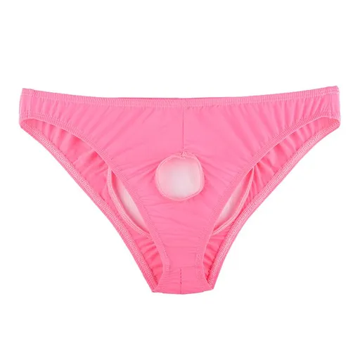 Ye Zimei Men Ice Silk Open Crotch Briefs Pink All yards