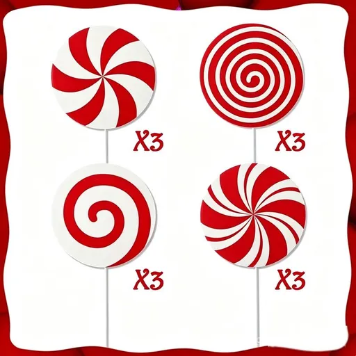 12Pcs Christmas Peppermint Lollipop Yard Stakes, Red White Candy Shape Waterproof Corrugated Plastic Tree Picks, Xmas Candy Cane Ornaments for Christmas Tree, Holiday Party Outdoor Decorations