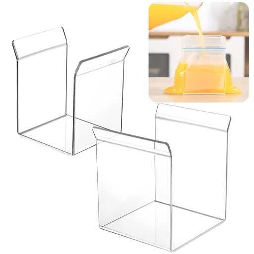 Ziplock Bag Holder,Baggy Rack Holder for Food Prep Bag,Food Storage Bag Stand,Hands-Free to Pour Leftovers (2 Pack)