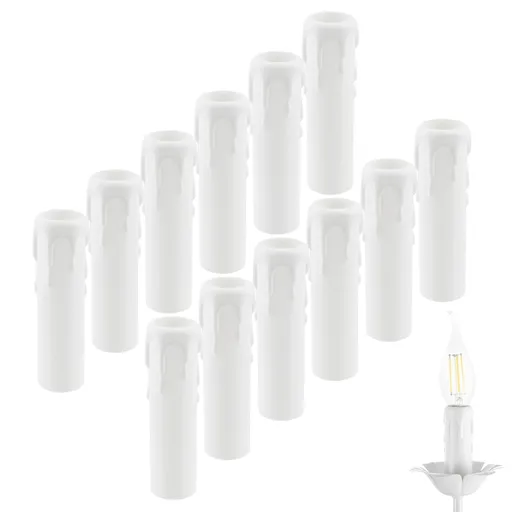 4 Inch Drip Candle Socket Covers, 12 Pcs Plastic Sleeves Candelabra Base, White Candle Covers Sleeves Fit to Most Chandeliers, Chandeliers Base, Chandelier Covers